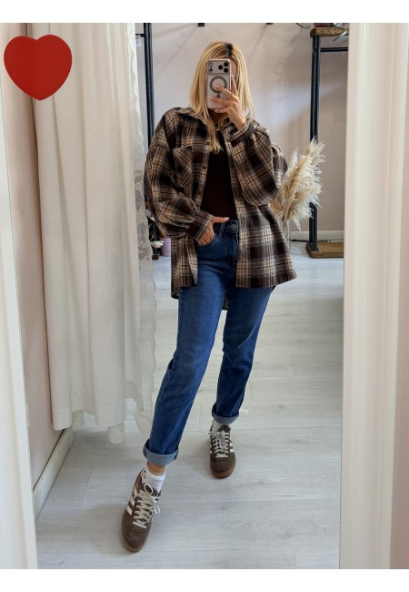 Camicia a quadri marrone