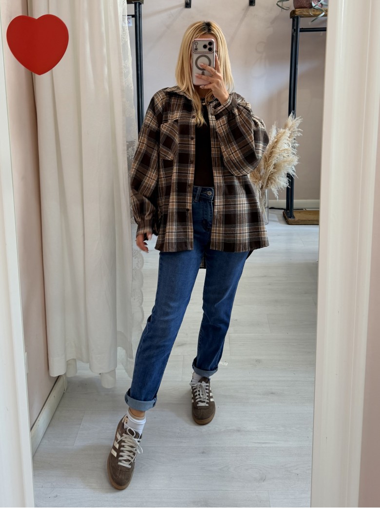 Camicia a quadri marrone