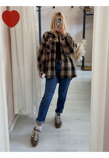 Camicia a quadri marrone