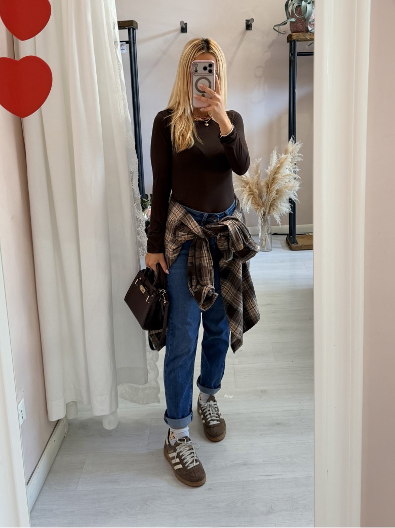 Camicia a quadri marrone
