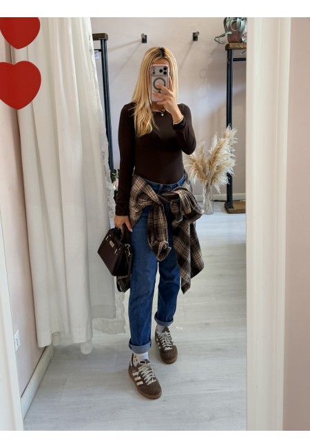 Camicia a quadri marrone