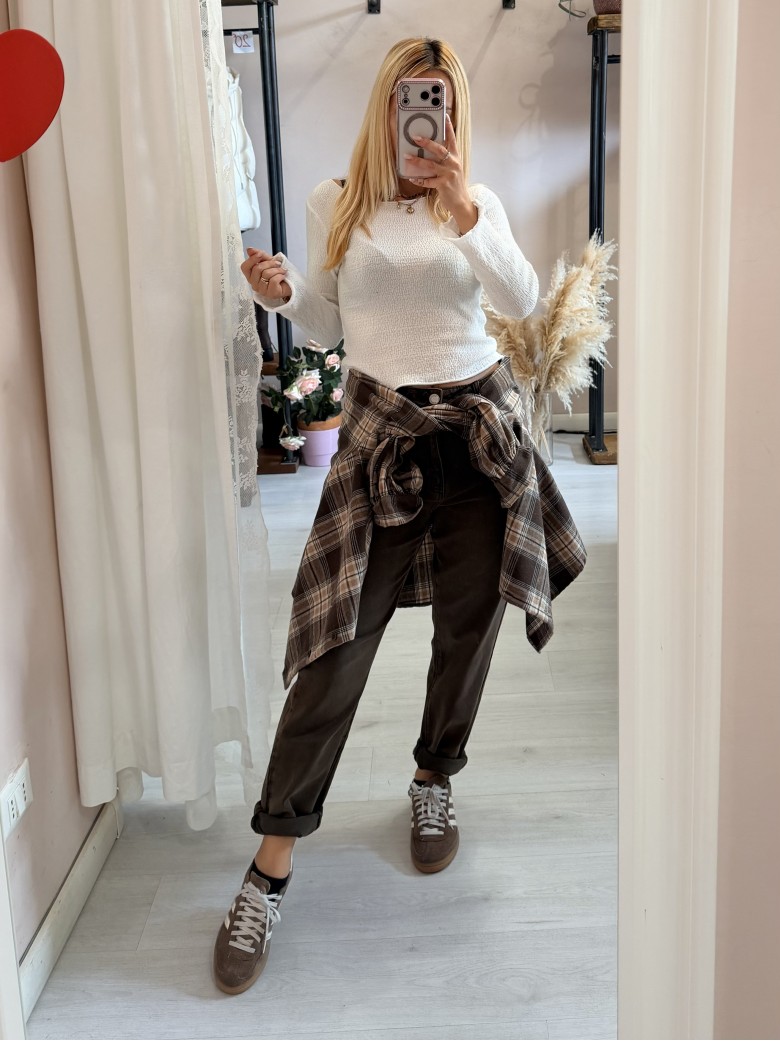 Camicia a quadri marrone