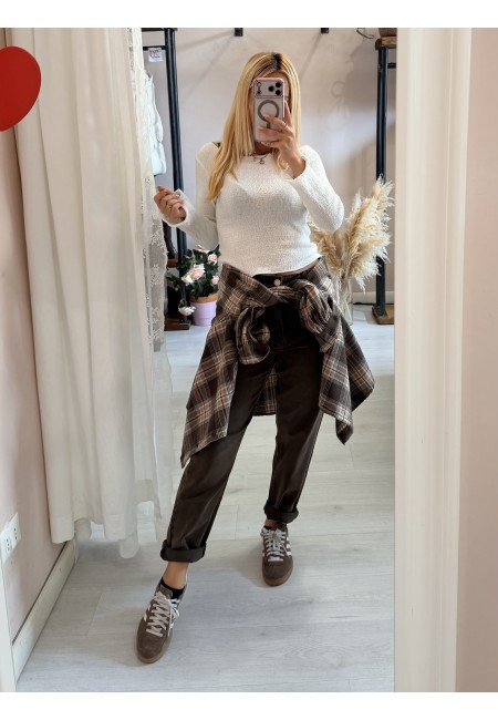 Camicia a quadri marrone