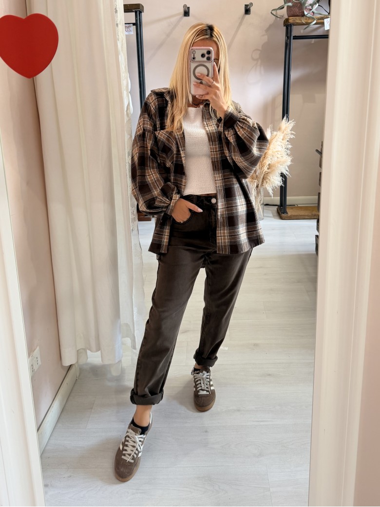 Camicia a quadri marrone