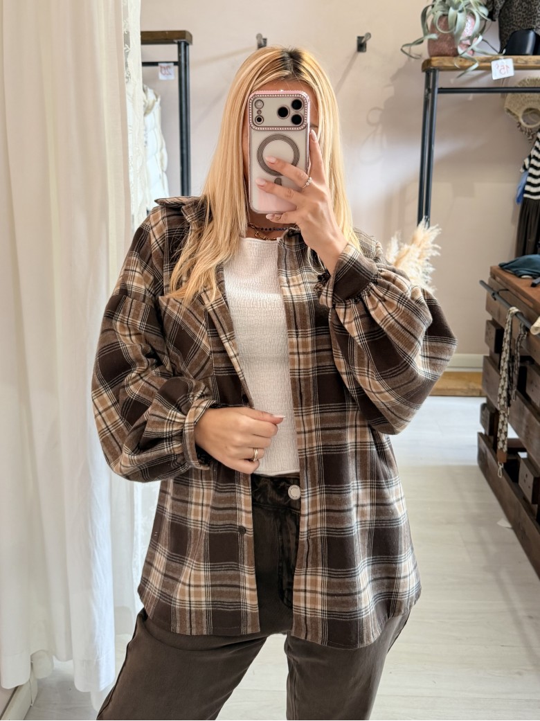 Camicia a quadri marrone