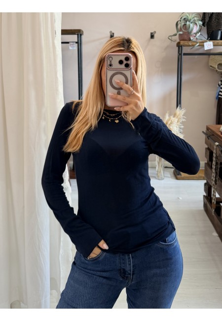 Maglia misto cashmere blu