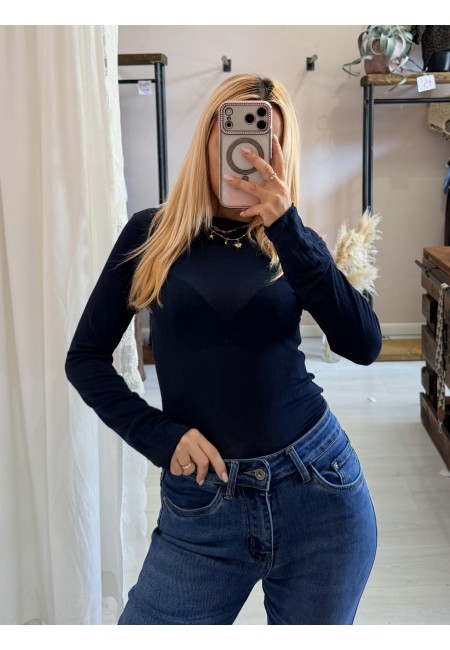 Maglia misto cashmere blu