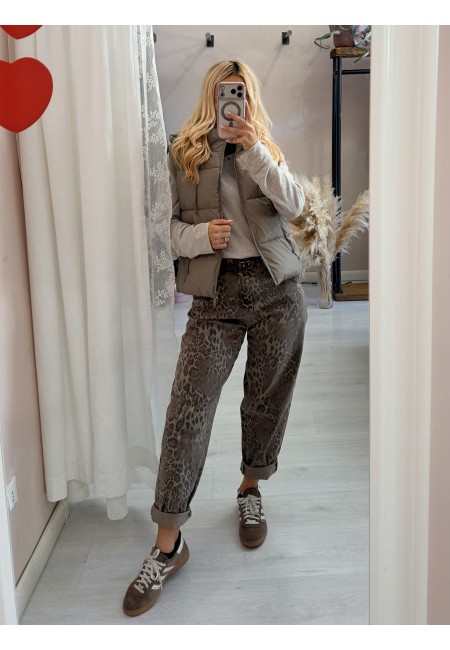 Piumino smanicato taupe