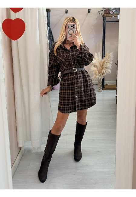 Set Vestito + gonna a quadri marrone