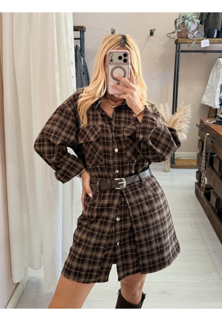 Set Vestito + gonna a quadri marrone