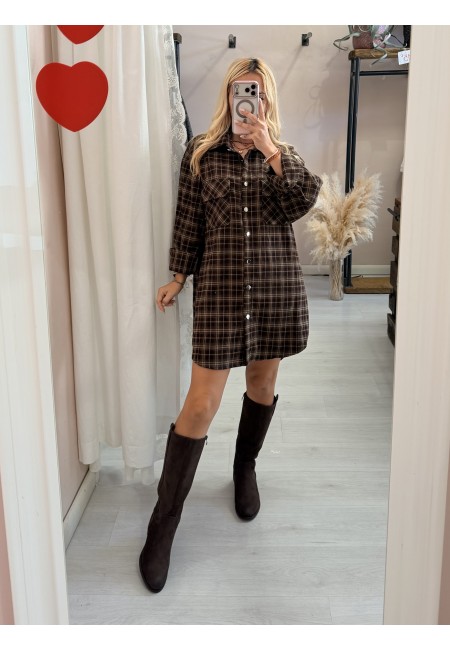 Set Vestito + gonna a quadri marrone