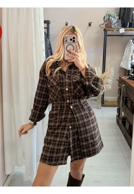 Set Vestito + gonna a quadri marrone