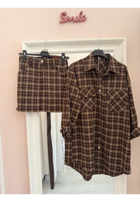 Set Vestito + gonna a quadri marrone
