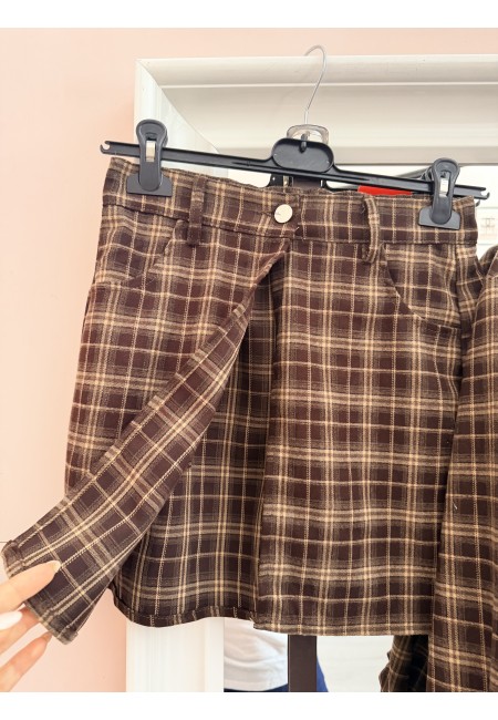 Set Vestito + gonna a quadri marrone