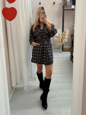 Set Vestito + gonna a quadri nero 2