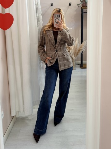 Giacca check spina marrone 2