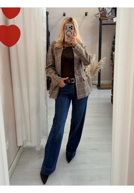 Giacca check spina marrone