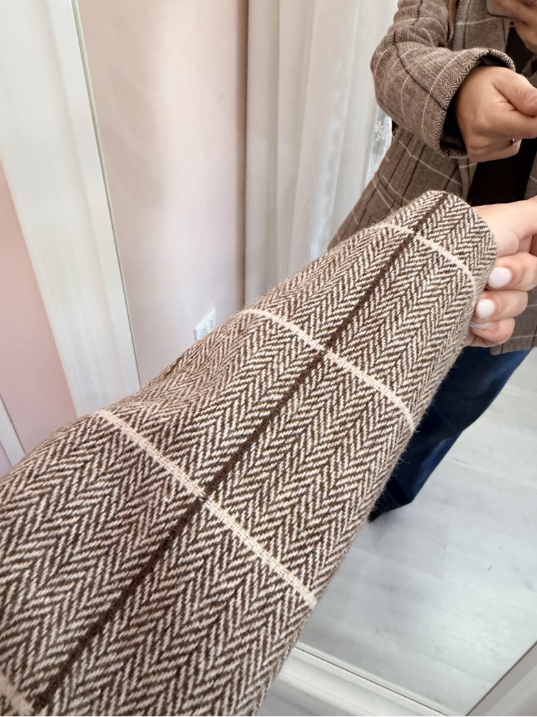 Giacca check spina marrone