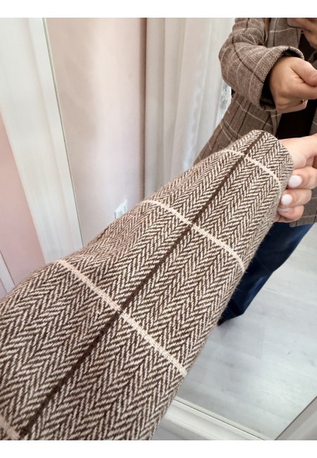 Giacca check spina marrone