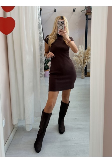 Vestito ILARIA mezze maniche marrone