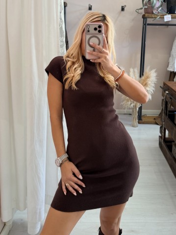 Vestito ILARIA mezze maniche marrone 2