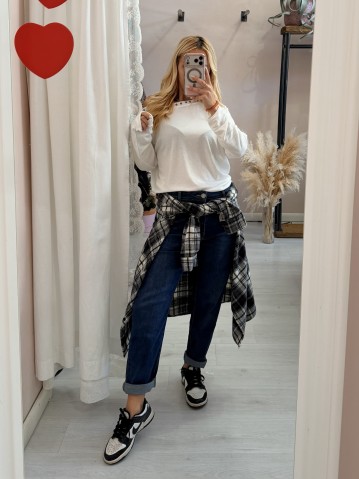 Camicia a quadri bianca e nera 2
