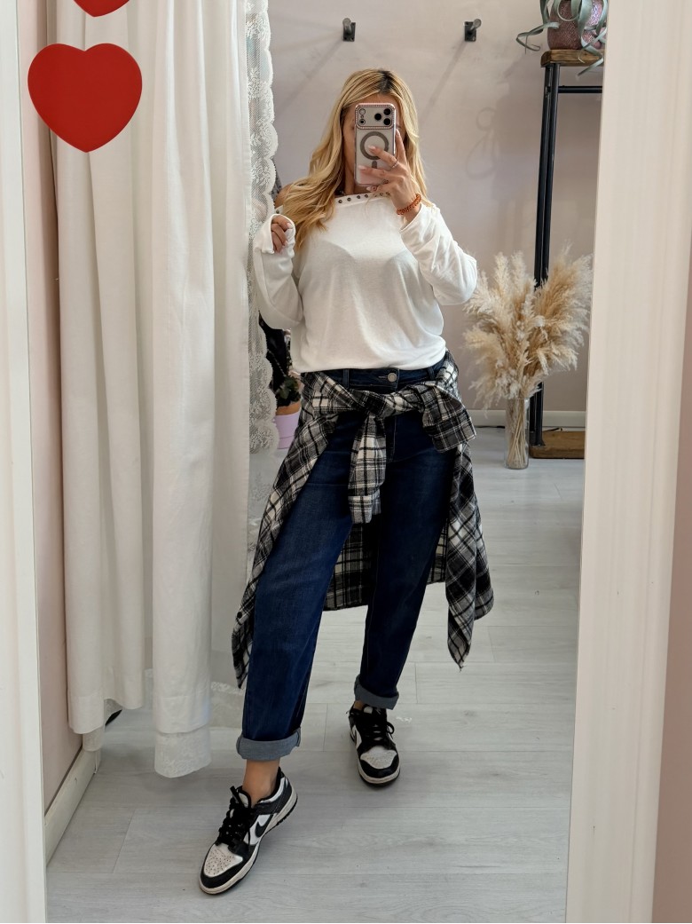 Camicia a quadri bianca e nera