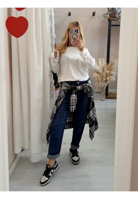 Camicia a quadri bianca e nera