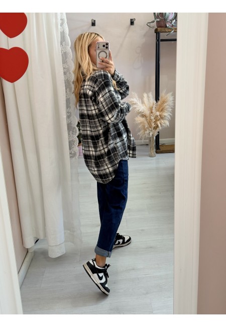 Camicia a quadri bianca e nera