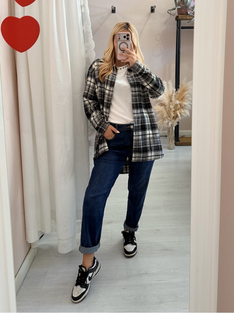 Camicia a quadri bianca e nera