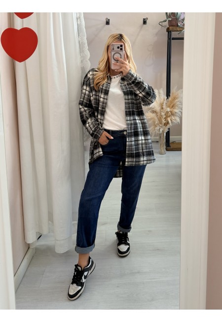 Camicia a quadri bianca e nera