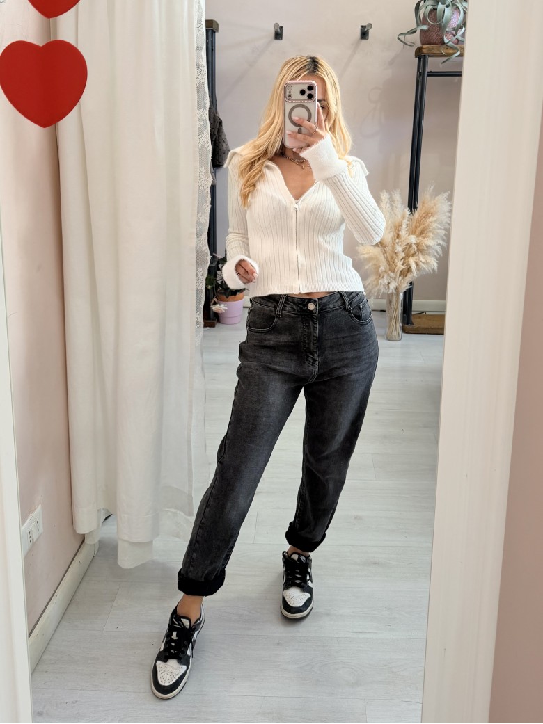 Jeans grigi morbidi momfit