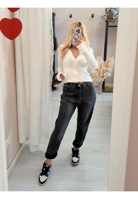 Jeans grigi morbidi momfit
