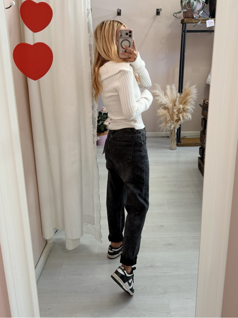 Jeans grigi morbidi momfit