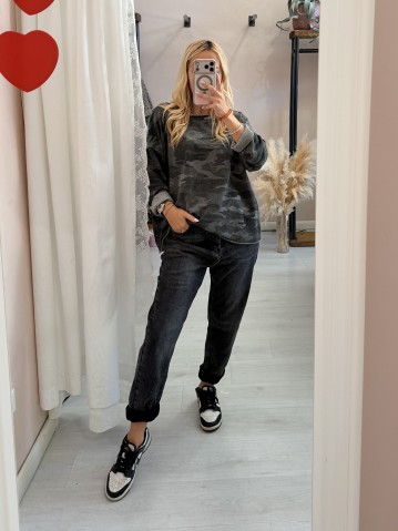 Maglia felpina morbida mimetica grigia 2