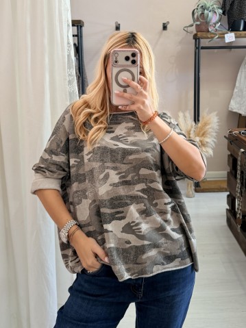 Maglia felpina morbida mimetica beige