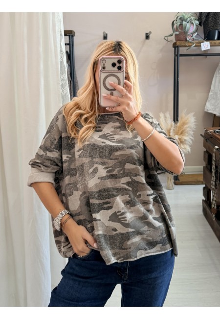 Maglia felpina morbida mimetica beige