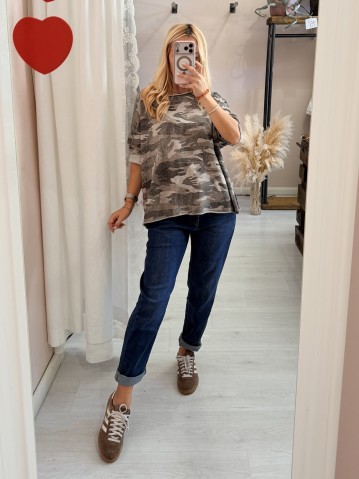 Maglia felpina morbida mimetica beige 2