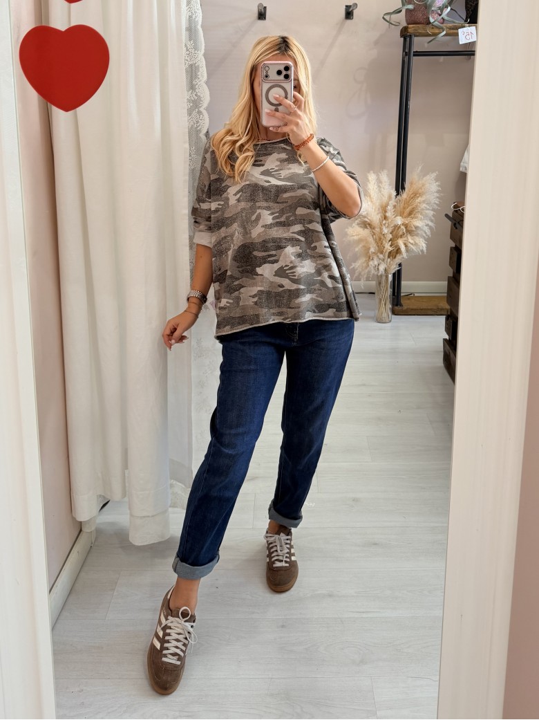 Maglia felpina morbida mimetica beige
