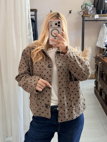 Giacca cappottino cuoricini beige