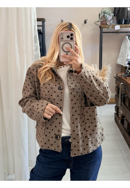 Giacca cappottino cuoricini beige