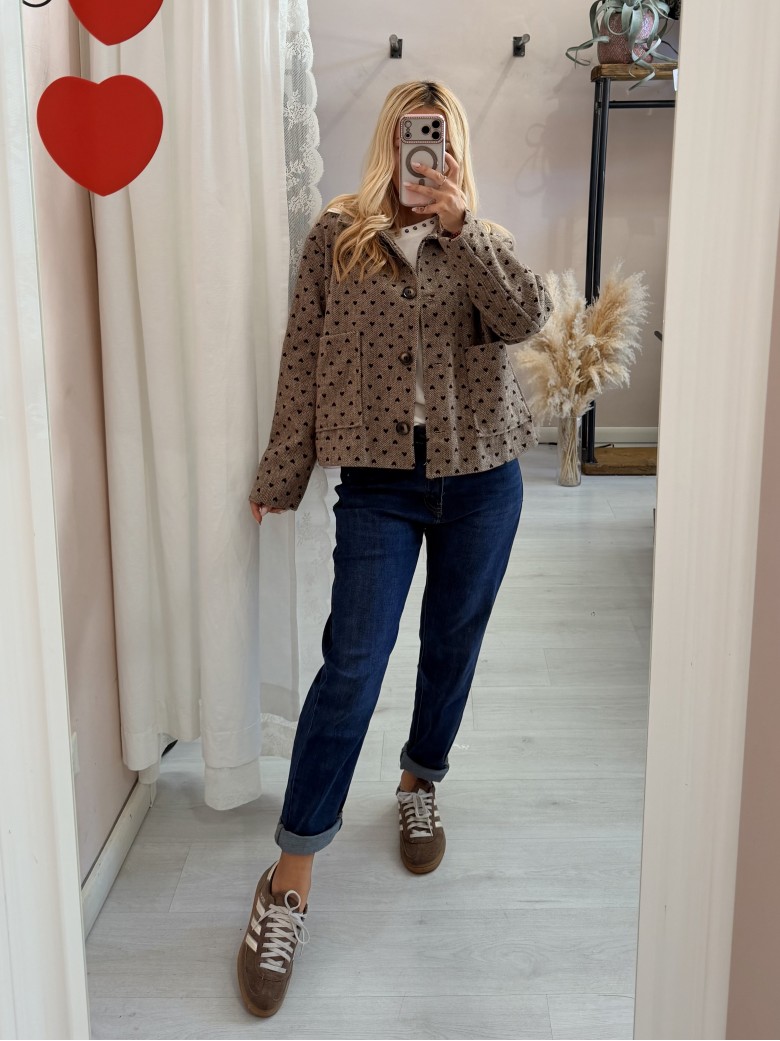 Giacca cappottino cuoricini beige