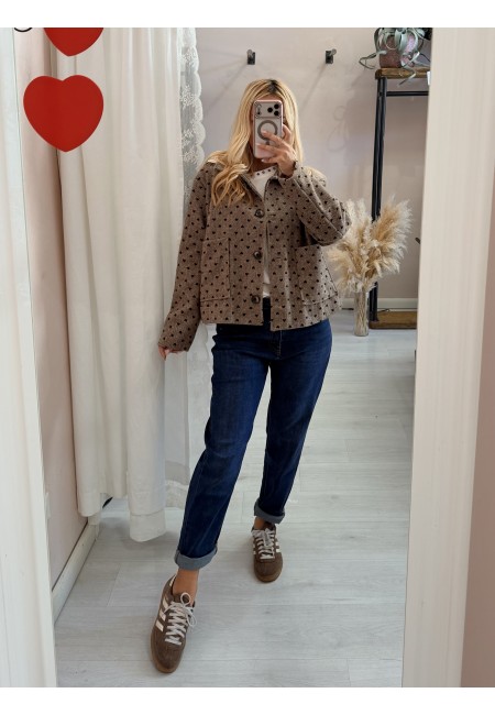 Giacca cappottino cuoricini beige