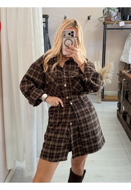 Set Vestito + gonna a quadri marrone