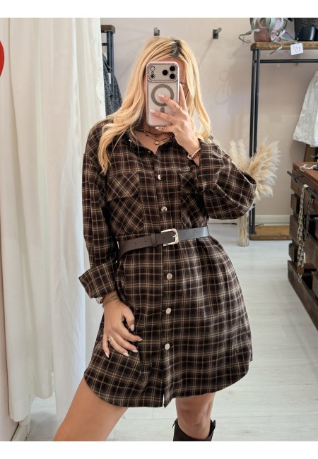 Set Vestito + gonna a quadri marrone