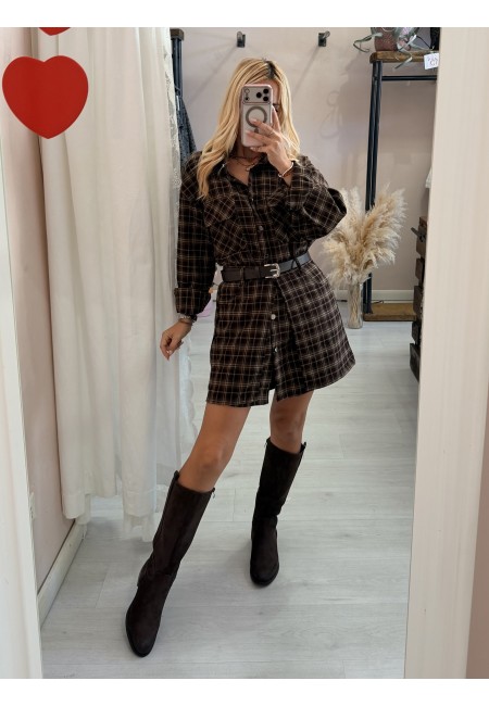 Set Vestito + gonna a quadri marrone