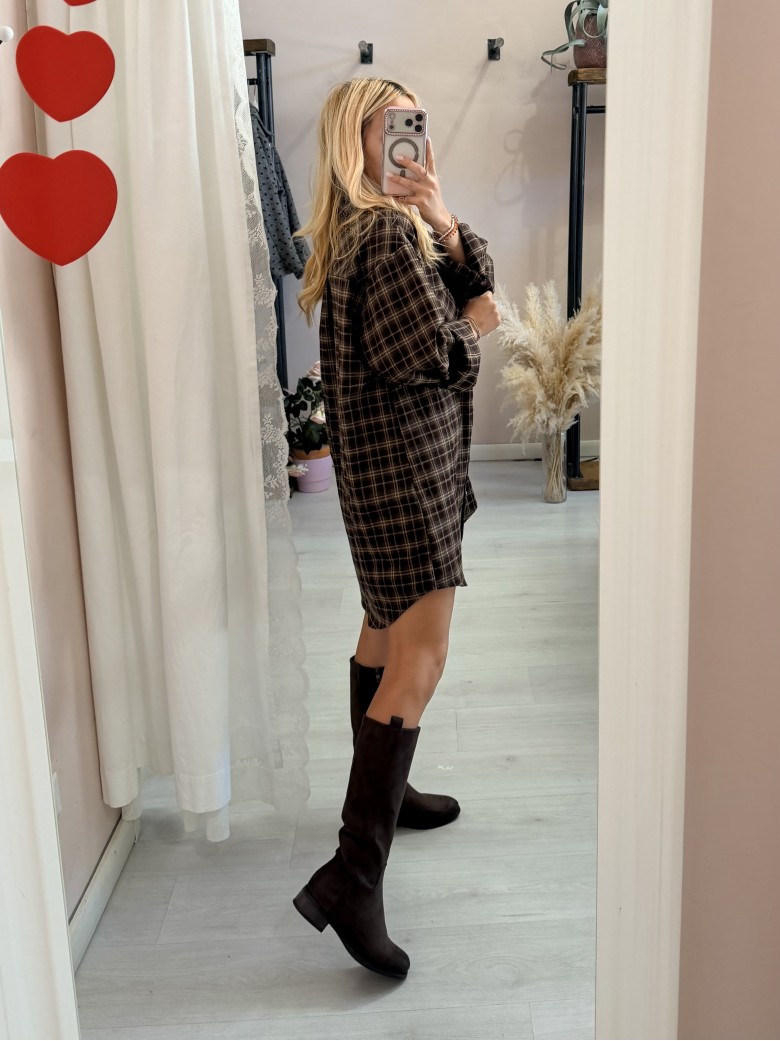 Set Vestito + gonna a quadri marrone