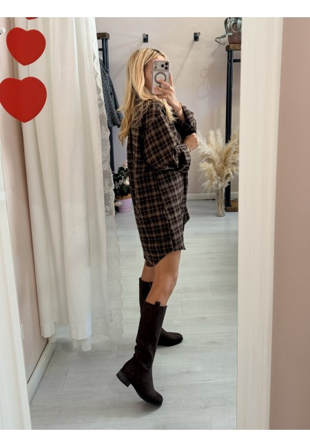 Set Vestito + gonna a quadri marrone