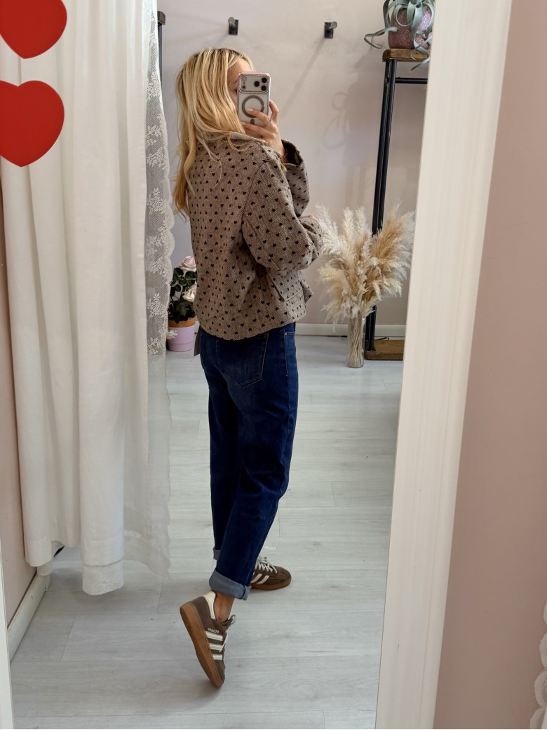 Giacca cappottino cuoricini beige
