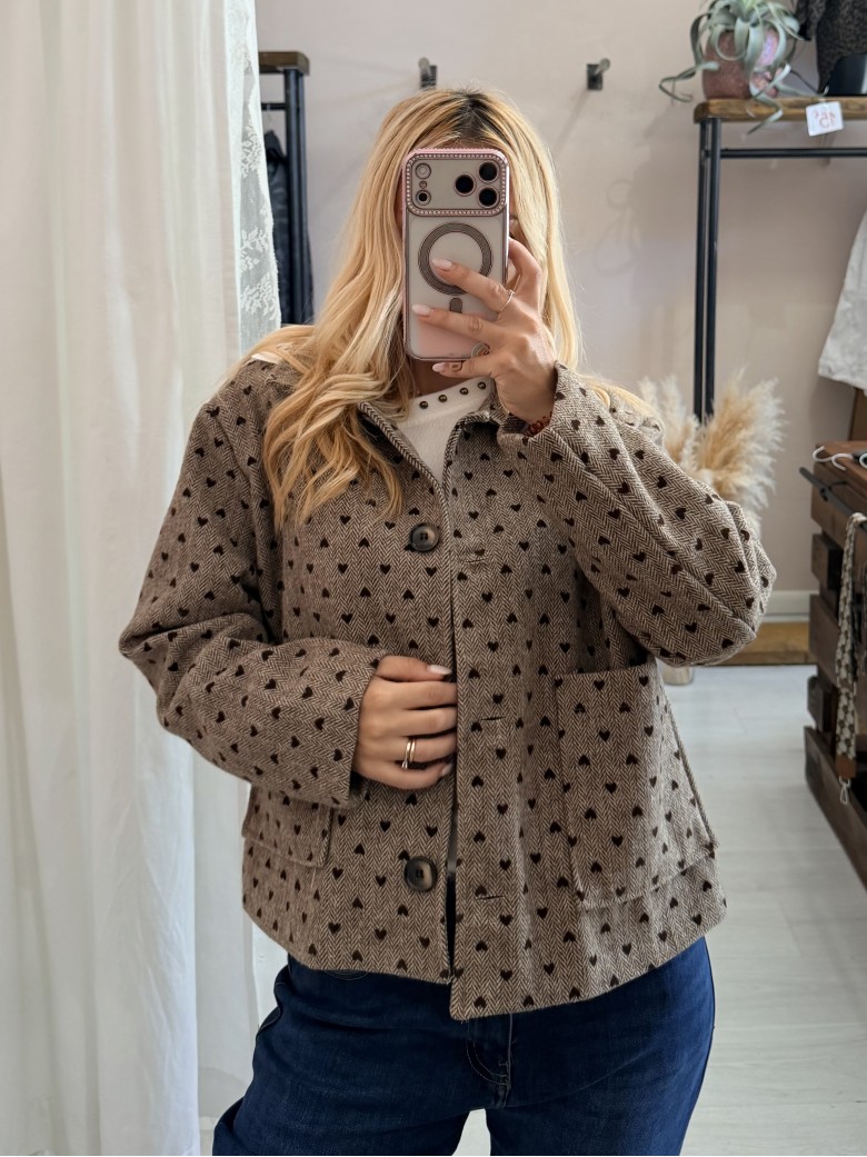 Giacca cappottino cuoricini beige